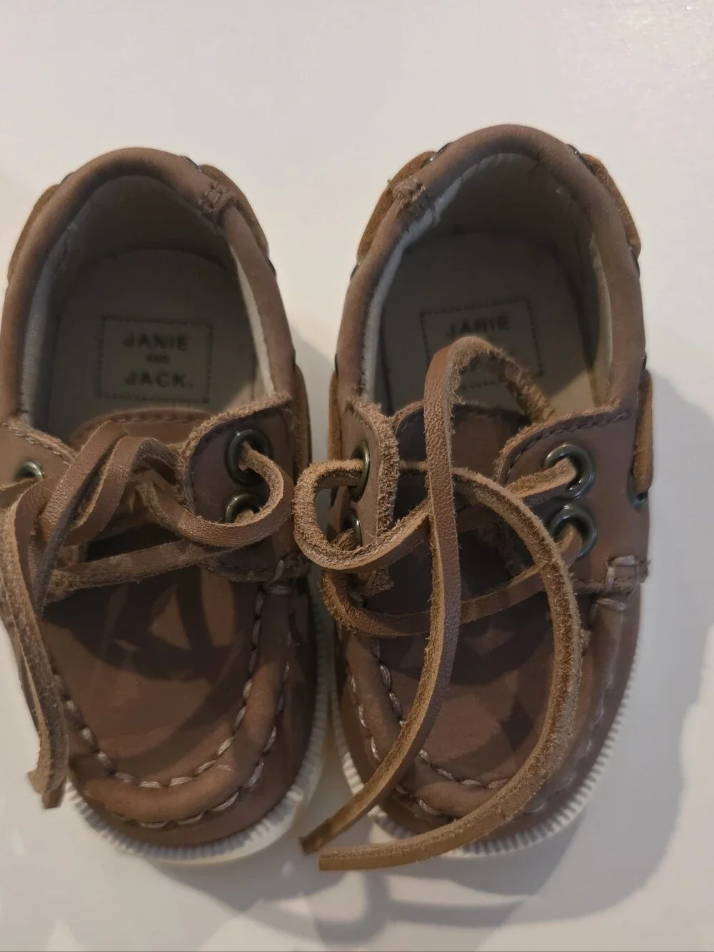 Janie and Jack Brown Moccasin Boat Shoes for Babies